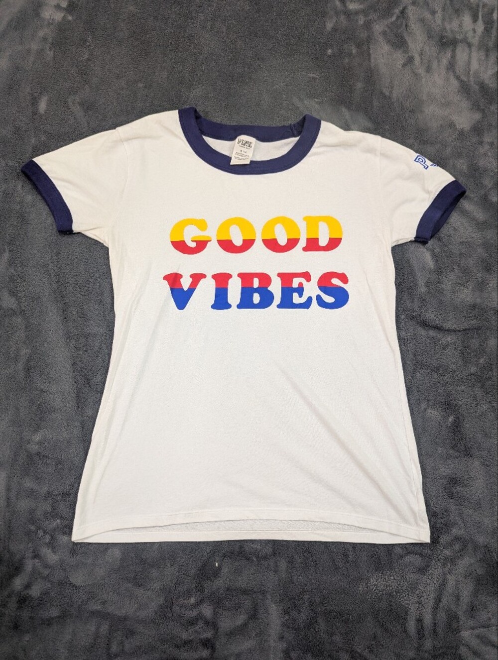 PINK Victoria's Secret Y2K Aesthetic Good Vibes Ringer T-Shirt Women's Size Medi